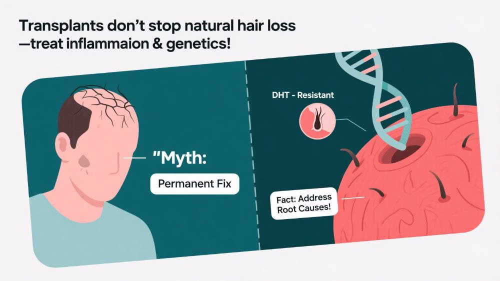 5 Hair Transplant Myths Debunked: Science-Backed Facts for Patients 2 Myth: A hair transplant is a permanent solution. No